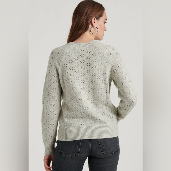 Lucky Brand Emily Pointelle Pullover Sweater Heather Gray XS - Picture 4 of 8
